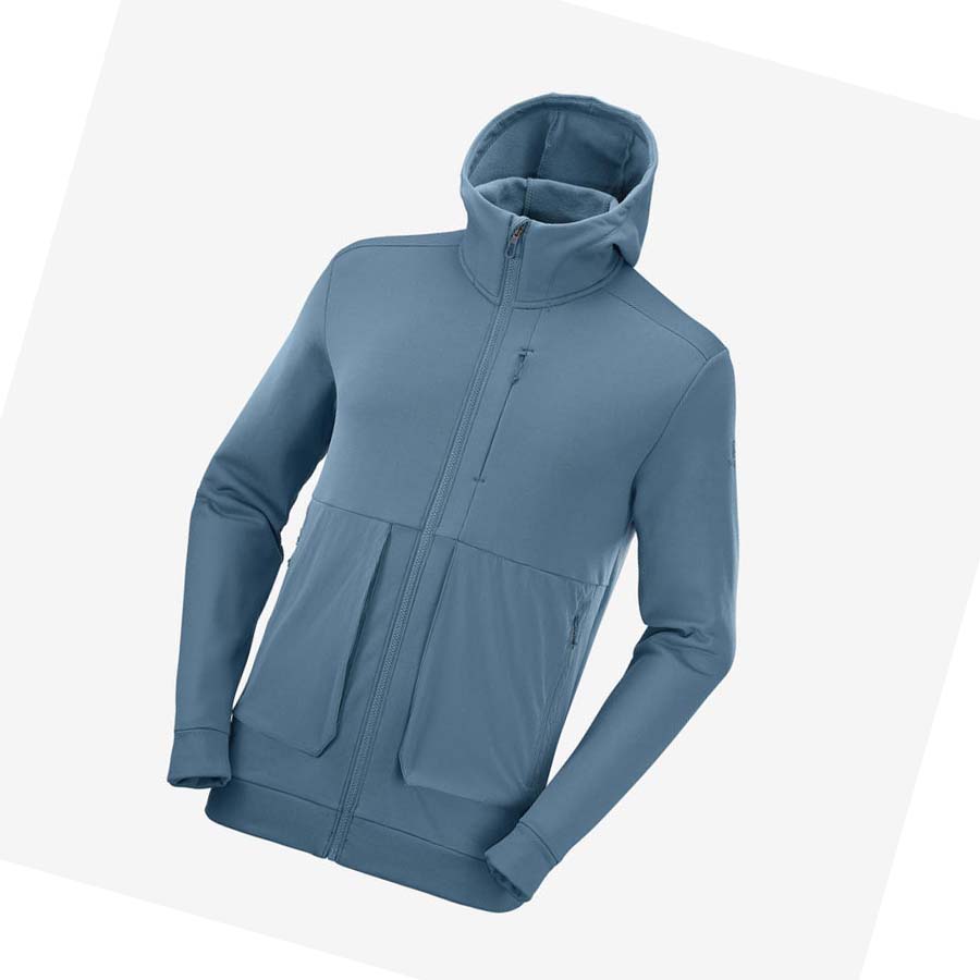 Salomon ESSENTIAL WARM FLEECE Erkek Kapüşonlu Sweatshirt Mavi | TR 3195XYU